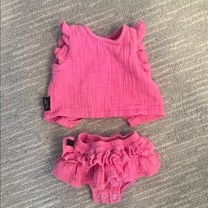 Tiny tribe Baby Girl Pink Ruffled matching set 6-9M Spring Summer Outfit NWOT